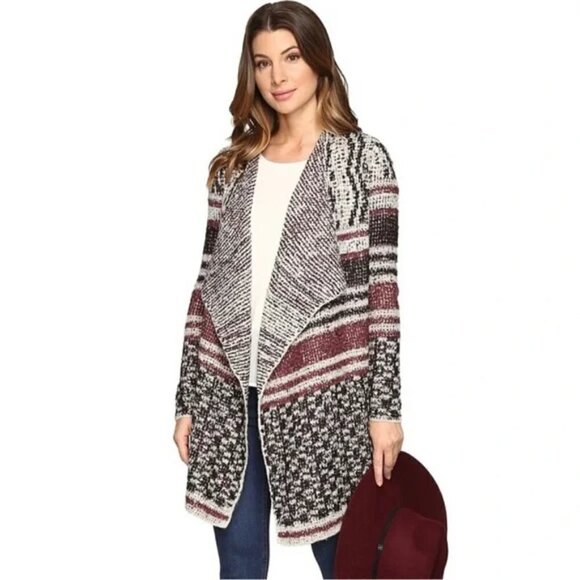 Lucky Brand Duster Cardigan Womens Size Large Boho Wool Longline Metallic Thread - Picture 2 of 16